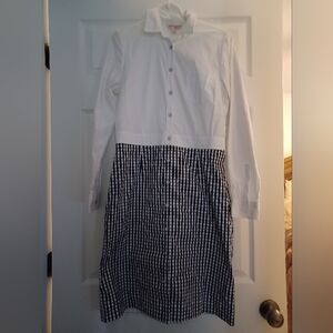 Brooks Brothers White and Black Gingham Shirtdress Size 8 Dress See Description